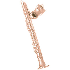 14K or 18K Gold 3D Clarinet Pendant