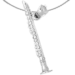 Colgante de clarinete 3D de oro de 14 quilates o 18 quilates