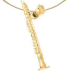 14K or 18K Gold 3D Clarinet Pendant