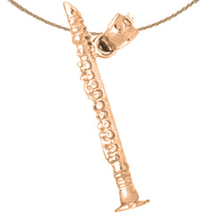 14K or 18K Gold 3D Clarinet Pendant