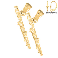 14K or 18K Gold 3D Flute Earrings