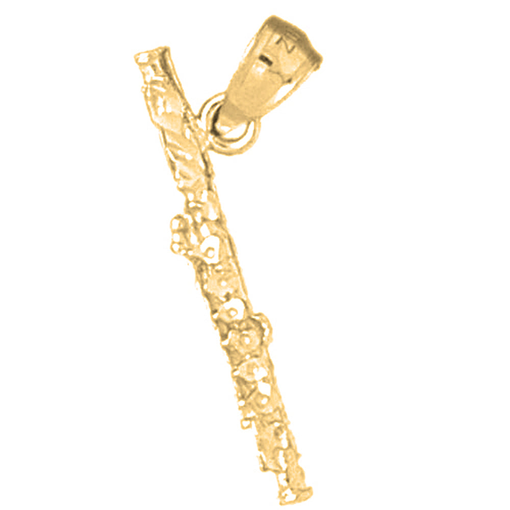 14K or 18K Gold 3D Flute Pendant