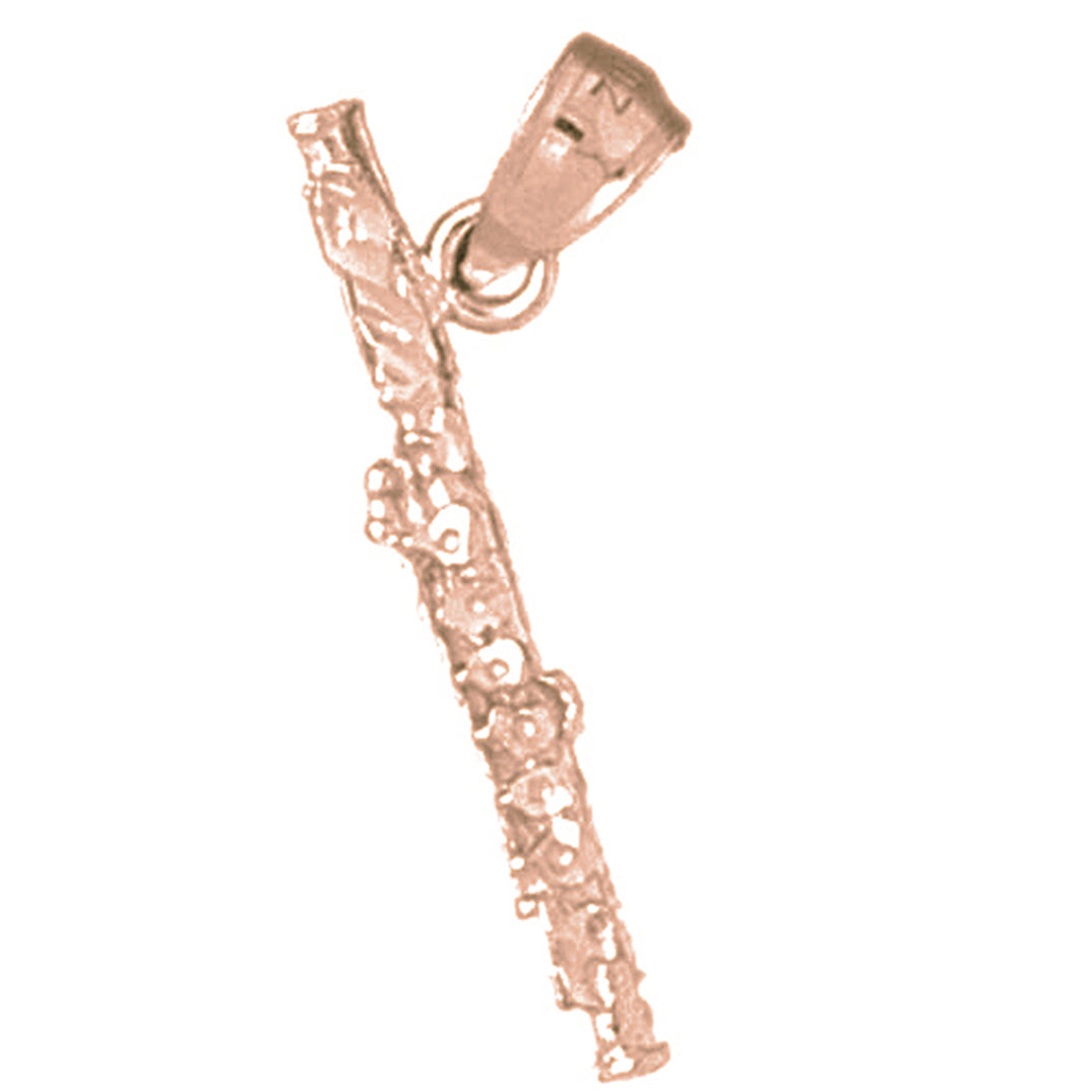 14K or 18K Gold 3D Flute Pendant