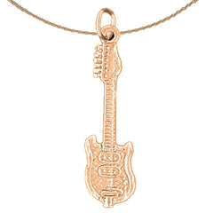 14K oder 18K Gold E-Gitarre Anhänger