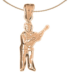 14K or 18K Gold Guitarist Pendant