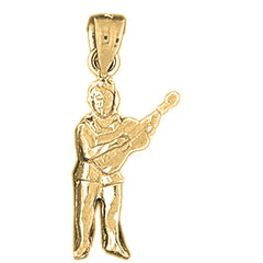 14K or 18K Gold Guitarist Pendant