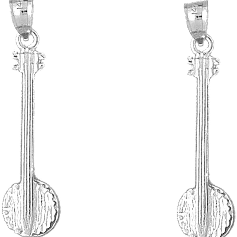Sterling Silver 37mm Banjo Earrings