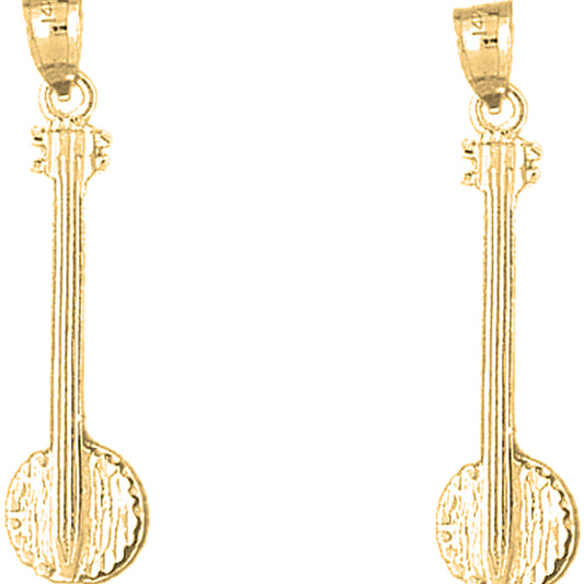 Yellow Gold-plated Silver 37mm Banjo Earrings