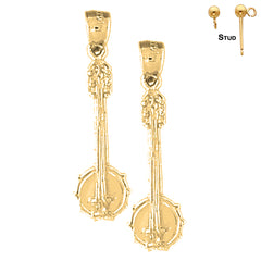 Sterling Silver 33mm Banjo Earrings (White or Yellow Gold Plated)