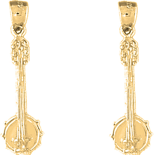 Yellow Gold-plated Silver 33mm Banjo Earrings