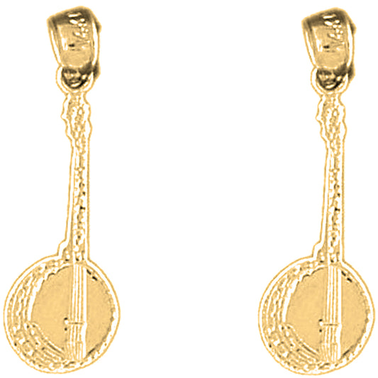 Yellow Gold-plated Silver 26mm Banjo Earrings