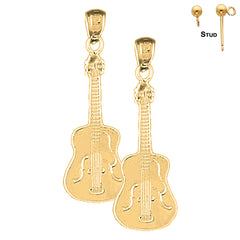 Pendientes de guitarra acústica de oro de 14K o 18K