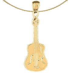 Colgante de guitarra acústica de oro de 14K o 18K