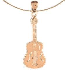 Colgante de guitarra acústica de oro de 14K o 18K