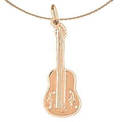 14K or 18K Gold Acoustic Guitar Pendant