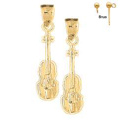 Pendientes de violín y viola de plata de ley de 27 mm (chapados en oro blanco o amarillo)