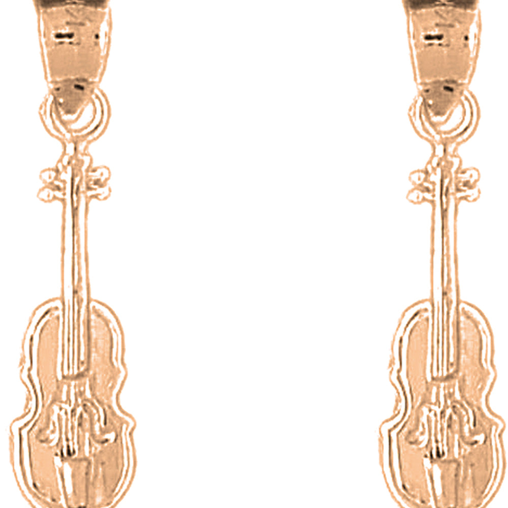 14K or 18K Gold 27mm Violin, Viola Earrings