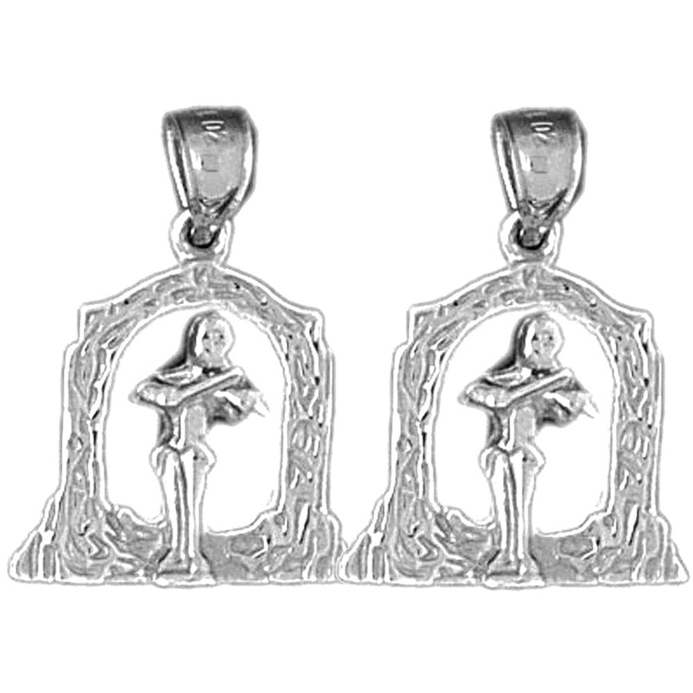 Sterling Silver 24mm Angel Playing Violin Earrings