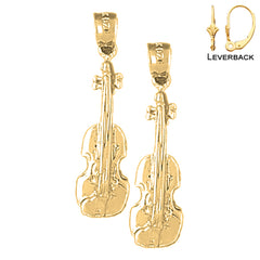 Pendientes de violín y viola de plata de ley de 31 mm (chapados en oro blanco o amarillo)