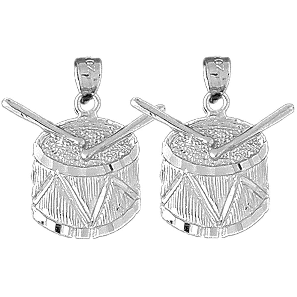 Sterling Silver 23mm Snare Drum Earrings