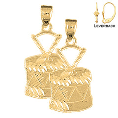 14K or 18K Gold Snare Drum Earrings