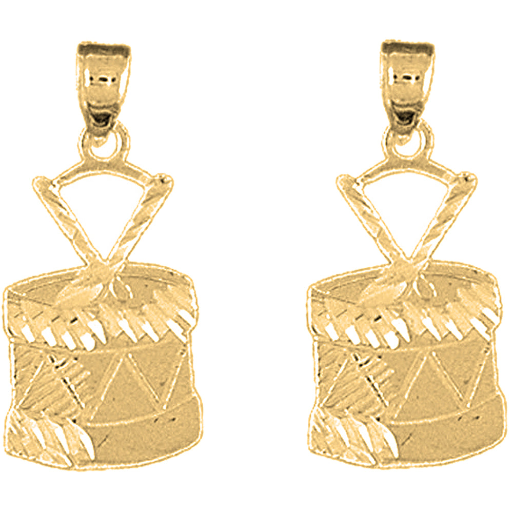 Yellow Gold-plated Silver 25mm Snare Drum Earrings