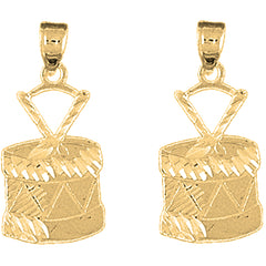 14K or 18K Gold 25mm Snare Drum Earrings