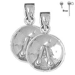 Sterling Silver 20mm Steel Drums Earrings (White or Yellow Gold Plated)