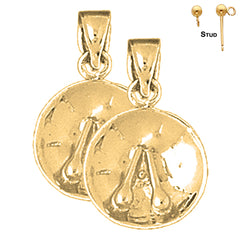 Sterling Silver 20mm Steel Drums Earrings (White or Yellow Gold Plated)