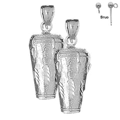 Sterling Silver 29mm Congas Earrings (White or Yellow Gold Plated)