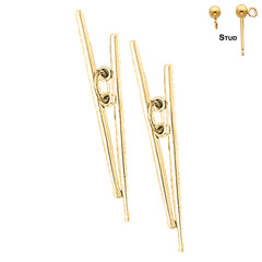 Sterling Silver 36mm Drum Sticks Earrings (White or Yellow Gold Plated)