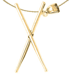 14K or 18K Gold 3D Drum Sticks Pendant