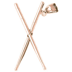 14K or 18K Gold 3D Drum Sticks Pendant