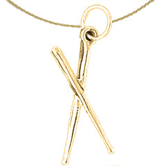 14K or 18K Gold 3D Drum Sticks Pendant