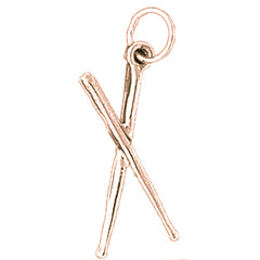 14K or 18K Gold 3D Drum Sticks Pendant