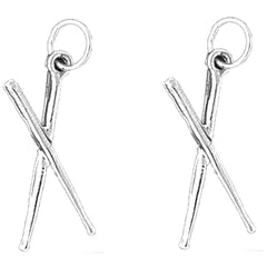 Sterling Silver 25mm 3D Drum Sticks Earrings