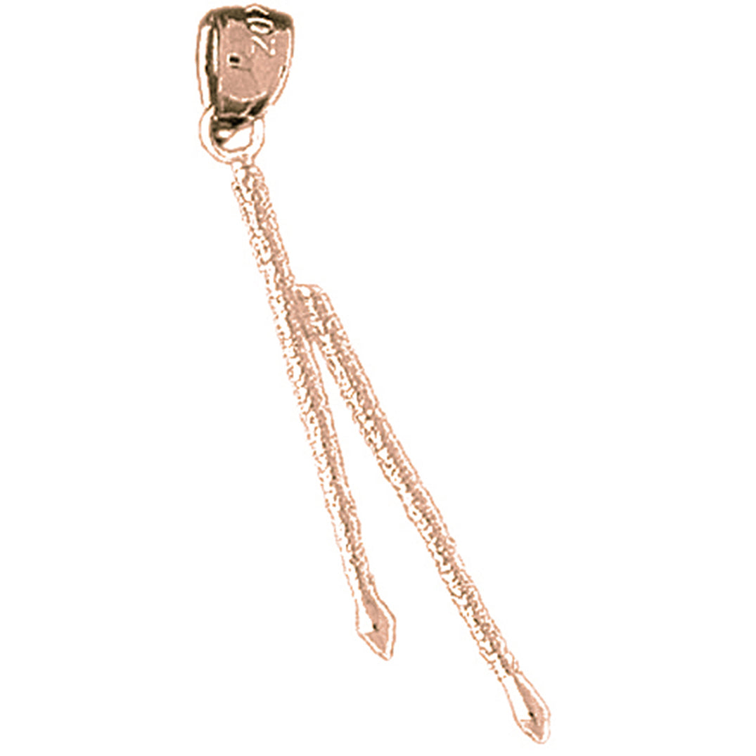 14K or 18K Gold 3D Drum Sticks Pendant