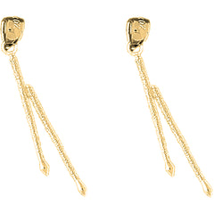 Yellow Gold-plated Silver 31mm 3D Drum Sticks Earrings