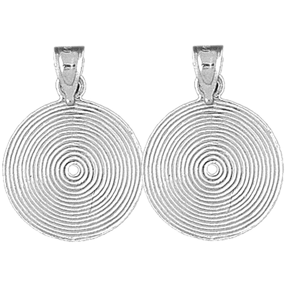 Sterling Silver 22mm Record Earrings