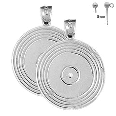 30 mm Schallplatten-Ohrringe aus Sterlingsilber (weiß- oder gelbvergoldet)