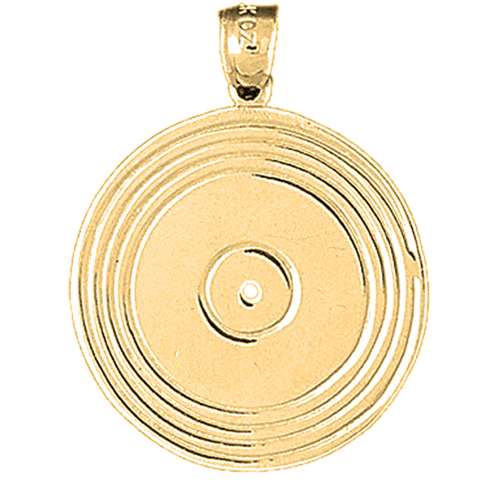 10K, 14K or 18K Gold Record Pendant