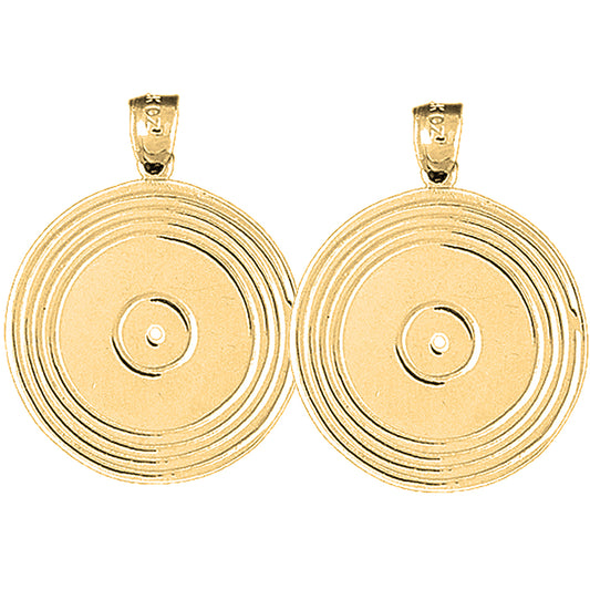 Yellow Gold-plated Silver 30mm Record Earrings