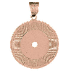 10K, 14K or 18K Gold Record Pendant