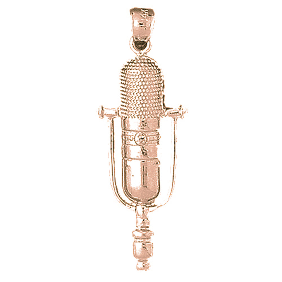 10K, 14K or 18K Gold Microphone Pendant