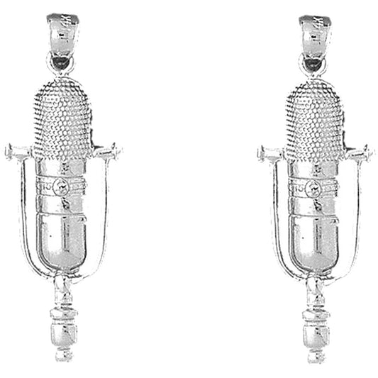 Sterling Silver 39mm Microphone Earrings