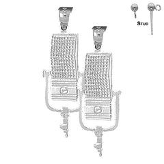 Sterling Silver 36mm Microphone Earrings (White or Yellow Gold Plated)