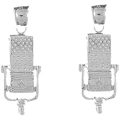 Sterling Silver 32mm Microphone Earrings