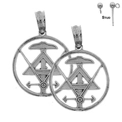 Sterling Silver 20mm Architecture Tools Earrings (White or Yellow Gold Plated)