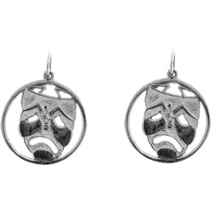 Sterling Silver 20mm Drama Mask, Cry Later Earrings