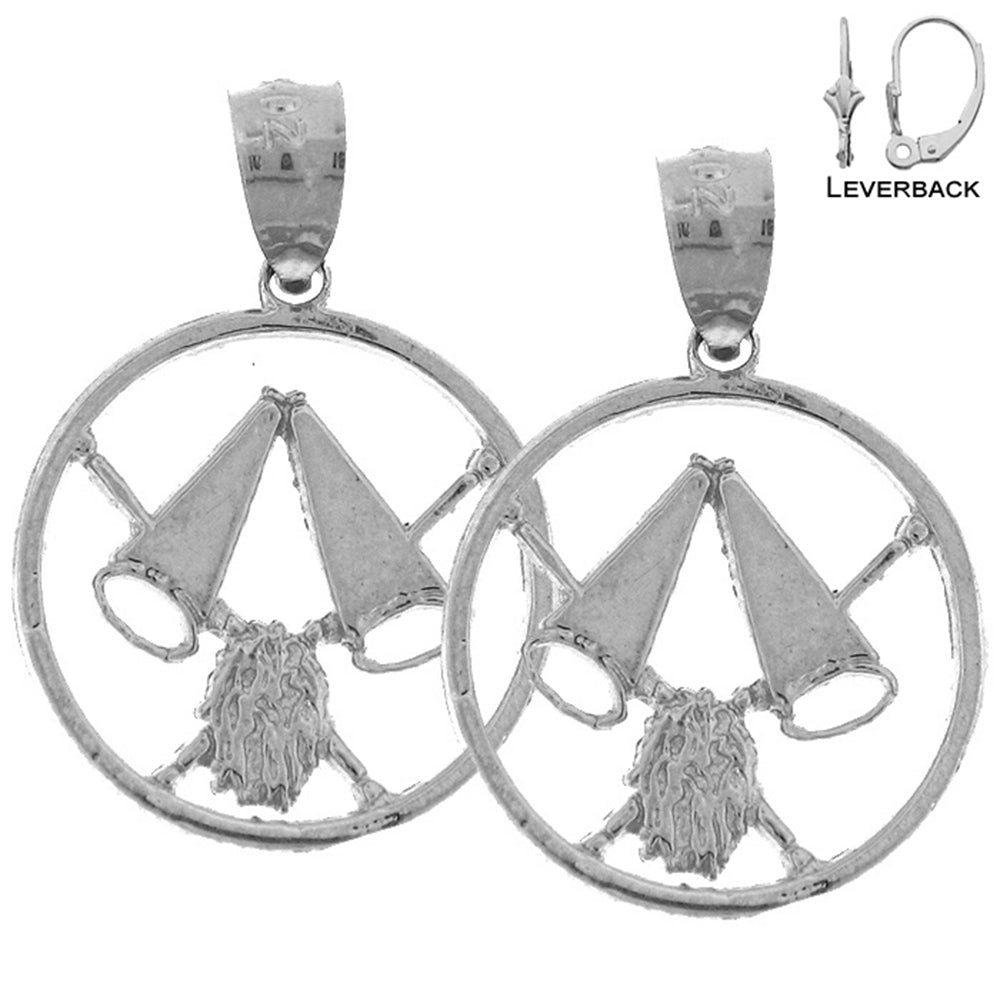 Pendientes con pompón de plata de ley de 21 mm (chapados en oro blanco o amarillo)